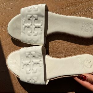 Tory Burch White Slide Sandals